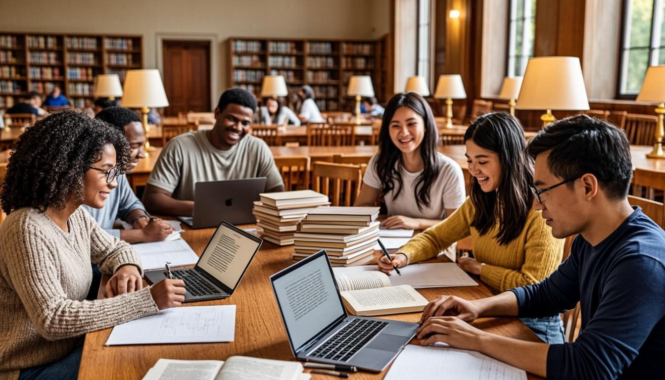 Étudiants collaborant sur un projet de recherche scientifique